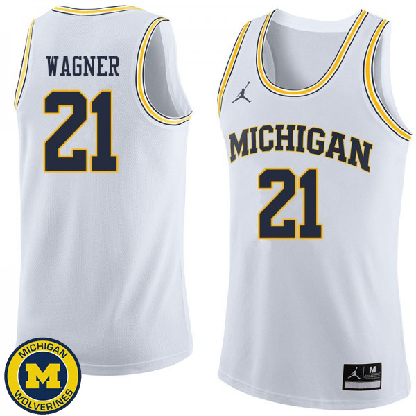 Men Michigan Wolverines #21 Franz Wagner White Official Basketball Jersey